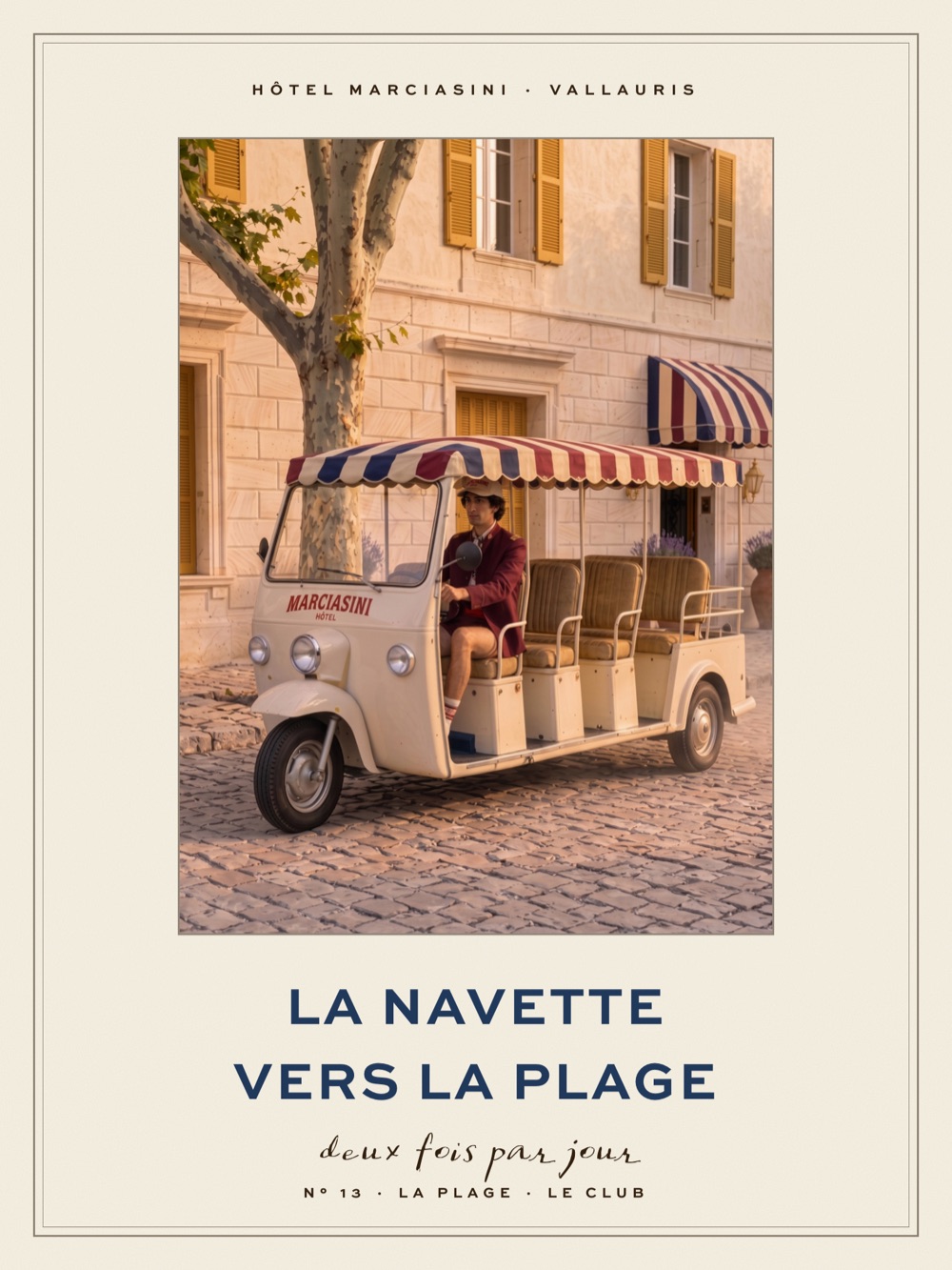 Poster: the shuttle to the beach, twice a day